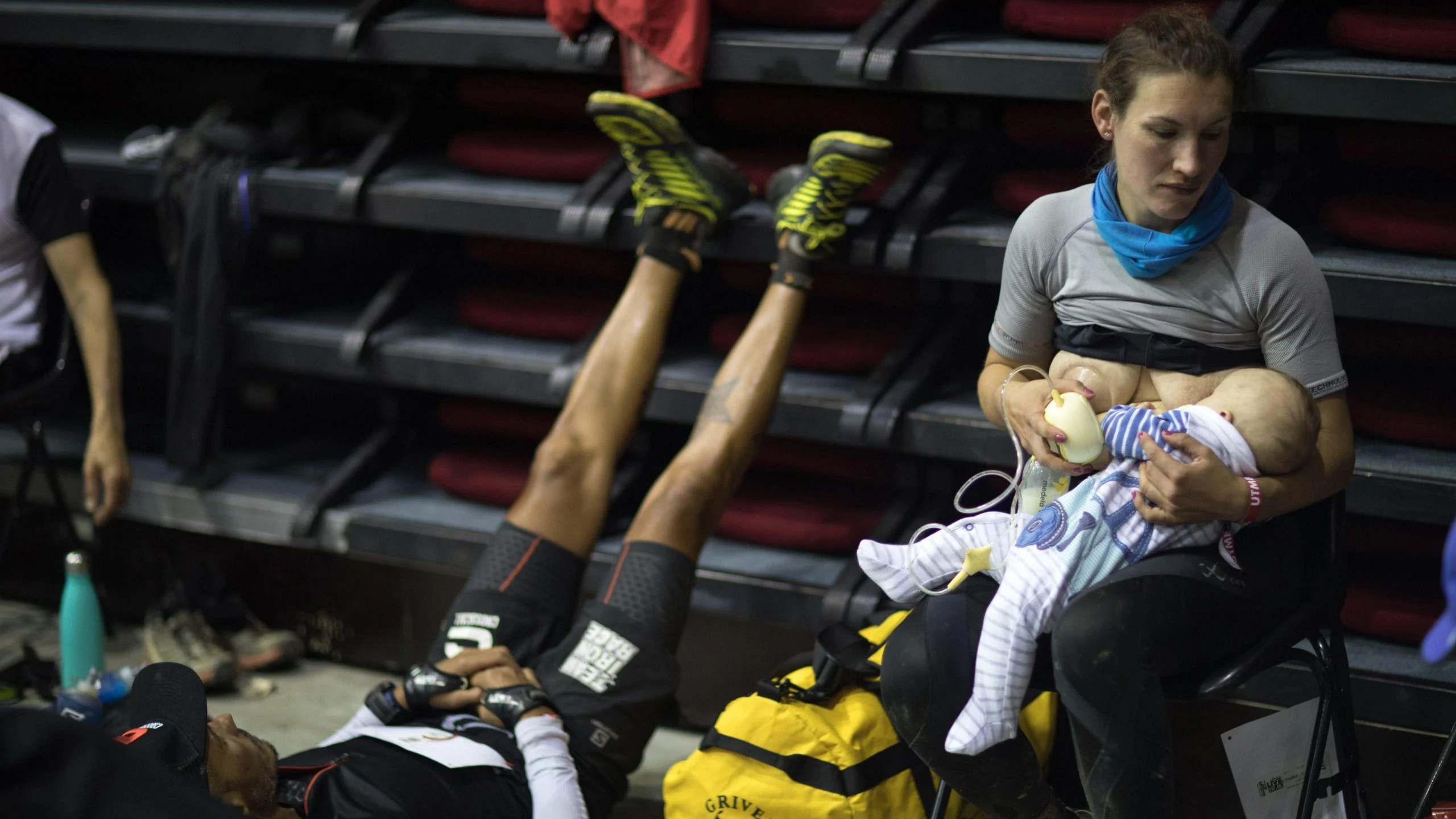 Sophie Power right breast-feeding her three-month-old baby
