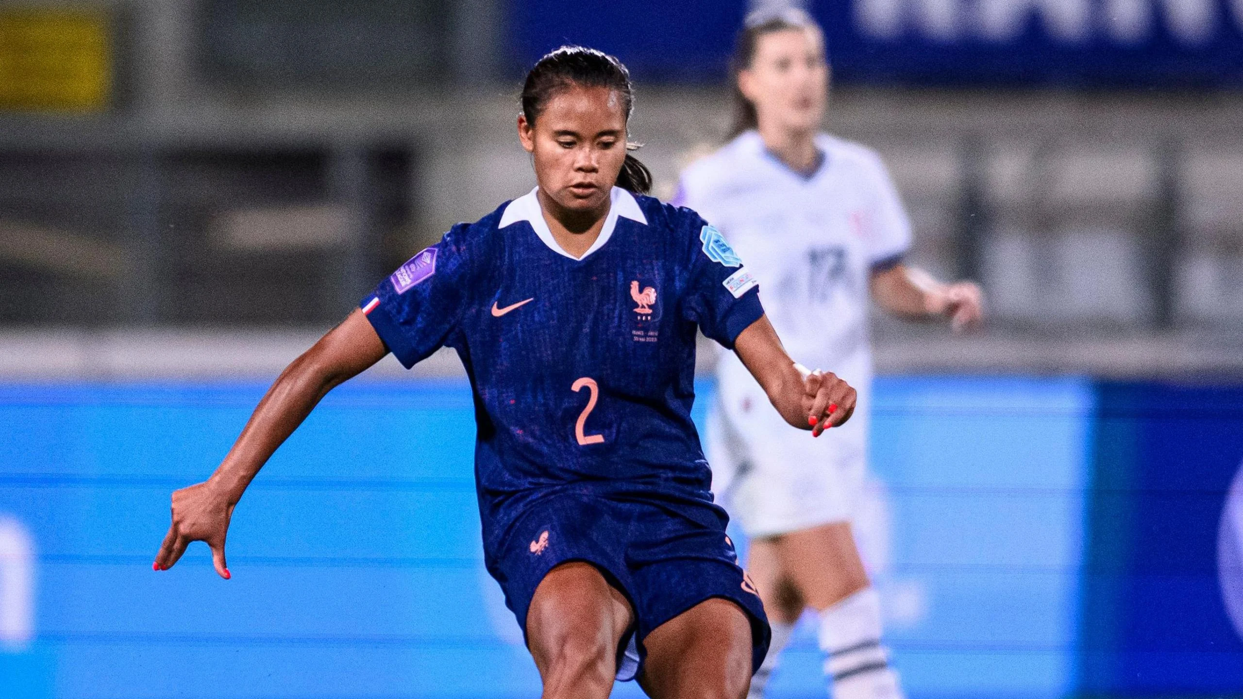 Alice Sombath playing for France against Switzerland