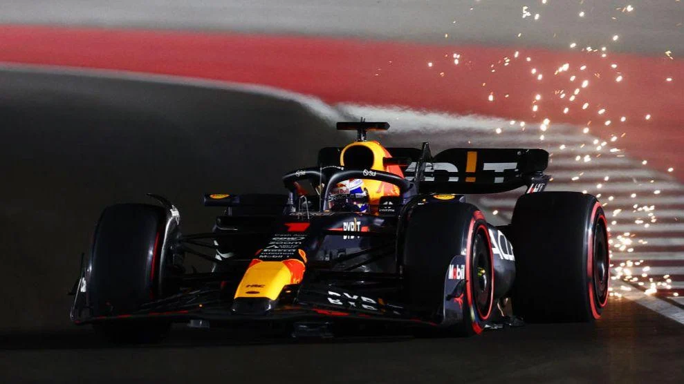 Max Verstappen's Red Bull taking a corner during Qatar Grand Prix qualifying in 2023
