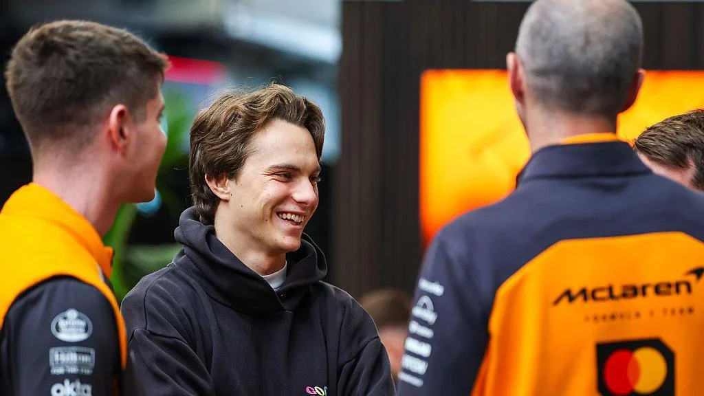 Oscar Piastri chats to his McLaren team in Sao Paulo