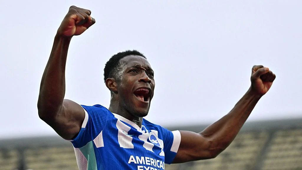 Danny Welbeck celebrates a goal for Brighton